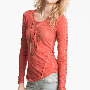 Free people Shell Stitch Lace Top long sleeve lace tee